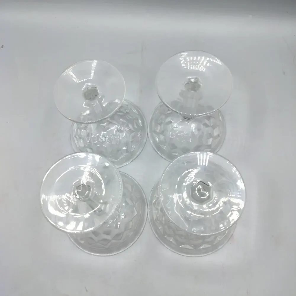 Vintage Fostoria American Clear Cube Footed Champagne/Sherbet Glass 4.5” Set 4